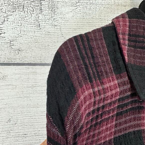 Side Stitch Women's Black & Purple Plaid Textured Button Up Dress Size XL - Picture 6 of 8